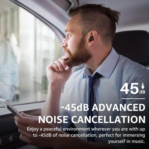 TOZO Auriculares inalámbricos híbridos con cancelación activa de ruido, 6 micrófonos ENC Clear Call, IPX8 impermeable, auriculares intrauditivos Bluetooth 5.3, auriculares estéreo con graves 59 horas - Image 6