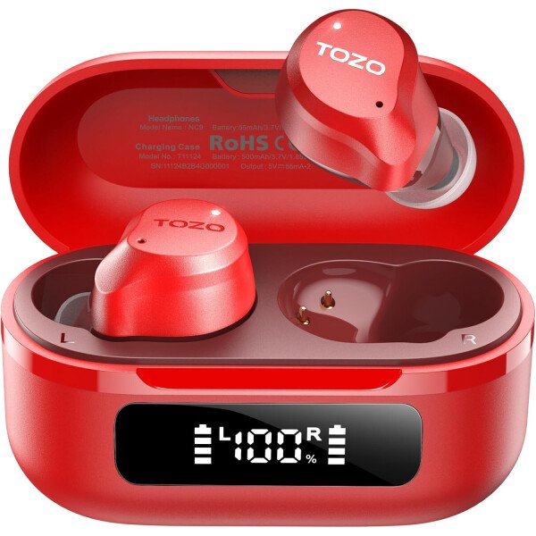 TOZO Auriculares inalámbricos híbridos con cancelación activa de ruido, 6 micrófonos ENC Clear Call, IPX8 impermeable, auriculares intrauditivos Bluetooth 5.3, auriculares estéreo con graves 59 horas - Image 9