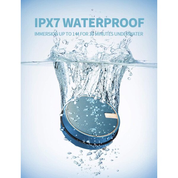 Altavoz portátil INSMY IPX7 resistente al agua con Bluetooth, inalámbrico, para exteriores y la ducha, con sonido de alta definición, tarjeta TF de soporte, ventosa, 12 horas de reproducción. Ideal para pasear en kayak, practicar canotaje o senderismo. Púrpura - Image 9