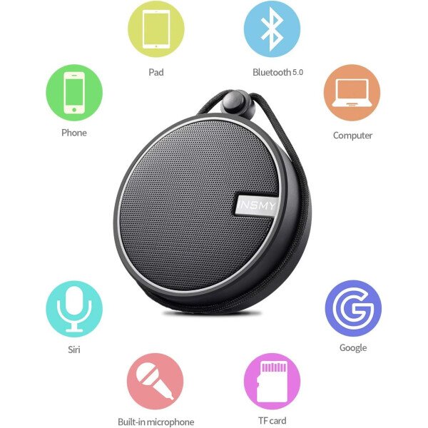 Altavoz portátil INSMY IPX7 resistente al agua con Bluetooth, inalámbrico, para exteriores y la ducha, con sonido de alta definición, tarjeta TF de soporte, ventosa, 12 horas de reproducción. Ideal para pasear en kayak, practicar canotaje o senderismo. Púrpura - Image 30