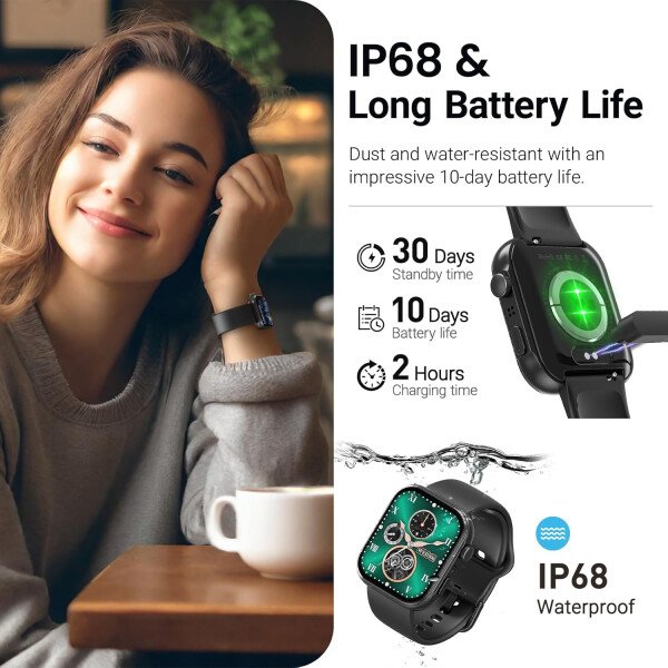 TOZO AMOLED S6 - Reloj inteligente de 1.85 pulgadas, pantalla ultra clara, caras dinámicas, llamadas Bluetooth, más de 100 modos deportivos, rastreador de actividad física con monitor de sueño, - Imagen 6