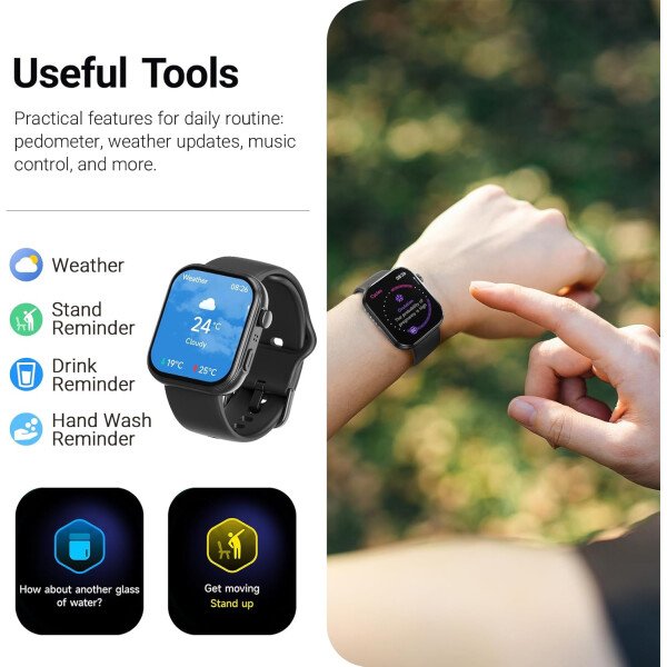 TOZO AMOLED S6 - Reloj inteligente de 1.85 pulgadas, pantalla ultra clara, caras dinámicas, llamadas Bluetooth, más de 100 modos deportivos, rastreador de actividad física con monitor de sueño, - Imagen 7