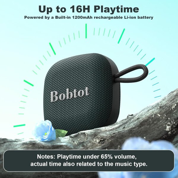 Bobtot Altavoces Bluetooth portátiles inalámbricos, IPX7 impermeable con 16 horas de reproducción, sonido estéreo fuerte, TWS, micrófono integrado, tamaño mini con cordón para llevar, rojo - Imagen 9