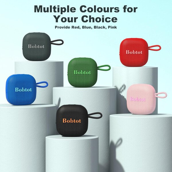 Bobtot Altavoces Bluetooth portátiles inalámbricos, IPX7 impermeable con 16 horas de reproducción, sonido estéreo fuerte, TWS, micrófono integrado, tamaño mini con cordón para llevar, rojo - Imagen 14
