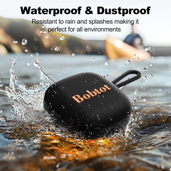 Bobtot Altavoces Bluetooth portátiles inalámbricos, IPX7 impermeable con 16 horas de reproducción, sonido estéreo fuerte, TWS, micrófono integrado, tamaño mini con cordón para llevar, rojo - Imagen 17