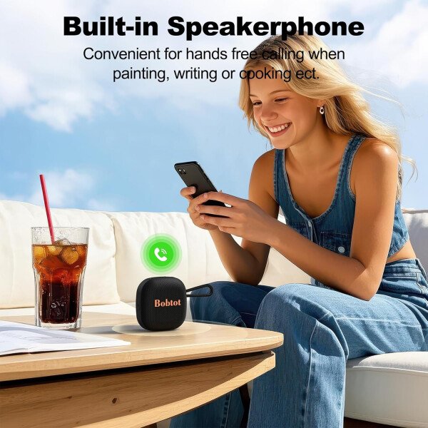 Bobtot Altavoces Bluetooth portátiles inalámbricos, IPX7 impermeable con 16 horas de reproducción, sonido estéreo fuerte, TWS, micrófono integrado, tamaño mini con cordón para llevar, rojo - Imagen 18