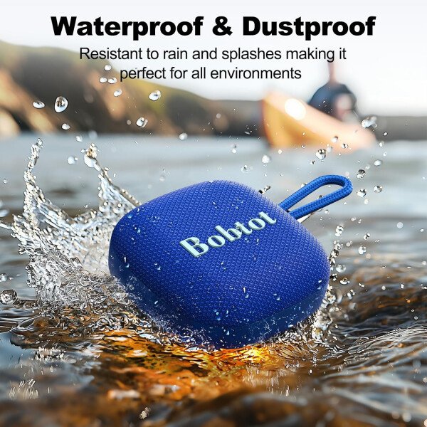 Bobtot Altavoces Bluetooth portátiles inalámbricos, IPX7 impermeable con 16 horas de reproducción, sonido estéreo fuerte, TWS, micrófono integrado, tamaño mini con cordón para llevar, rojo - Imagen 21
