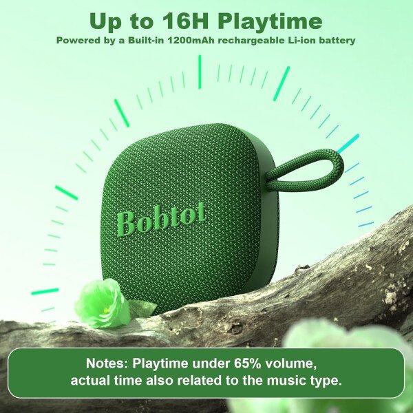 Bobtot Altavoces Bluetooth portátiles inalámbricos, IPX7 impermeable con 16 horas de reproducción, sonido estéreo fuerte, TWS, micrófono integrado, tamaño mini con cordón para llevar, rojo - Imagen 26