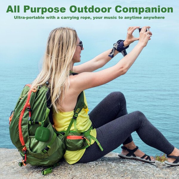 Bobtot Altavoces Bluetooth portátiles inalámbricos, IPX7 impermeable con 16 horas de reproducción, sonido estéreo fuerte, TWS, micrófono integrado, tamaño mini con cordón para llevar, rojo - Imagen 28