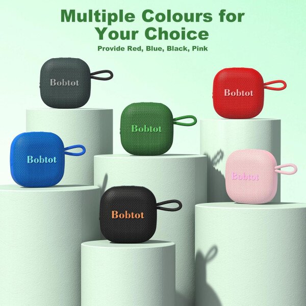 Bobtot Altavoces Bluetooth portátiles inalámbricos, IPX7 impermeable con 16 horas de reproducción, sonido estéreo fuerte, TWS, micrófono integrado, tamaño mini con cordón para llevar, rojo - Imagen 31