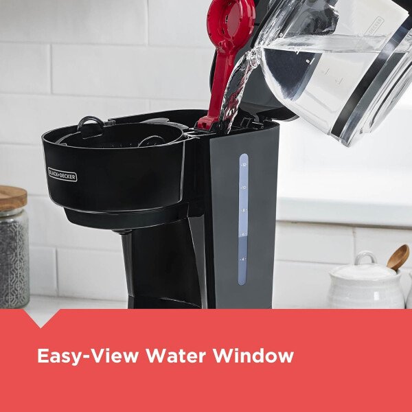 BLACK+DECKER Cafetera de 12 tazas con interruptor de encendido/apagado fácil, jarra antigoteo con cesta de filtro extraíble, tecnología Vortex, color negro - Imagen 9