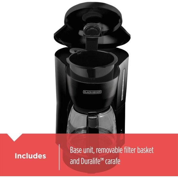 BLACK+DECKER Cafetera de 12 tazas con interruptor de encendido/apagado fácil, jarra antigoteo con cesta de filtro extraíble, tecnología Vortex, color negro - Imagen 14
