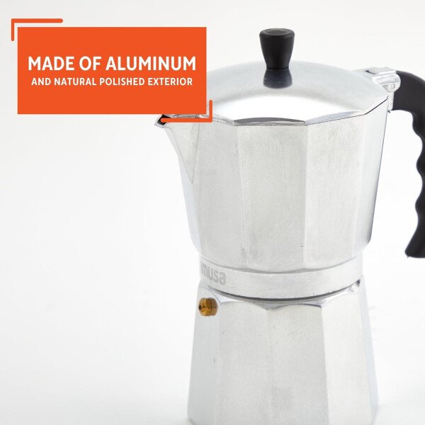 IMUSA USA B120-42V - Cafetera de aluminio para estufa de café expreso, 3 tazas, color plateado - Image 12