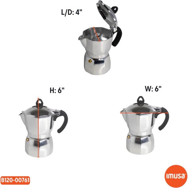 IMUSA USA B120-42V - Cafetera de aluminio para estufa de café expreso, 3 tazas, color plateado - Image 26