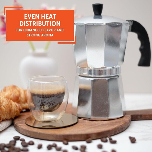 IMUSA USA B120-42V - Cafetera de aluminio para estufa de café expreso, 3 tazas, color plateado - Image 56