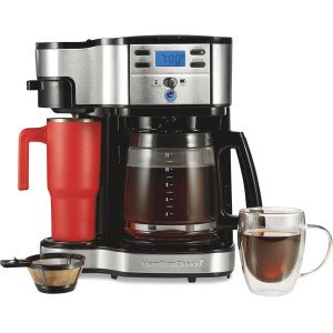 Hamilton Beach Cafetera Brewer de 2 vías, olla de un solo servicio y 12 tazas, acero inoxidable (49980A), jarra