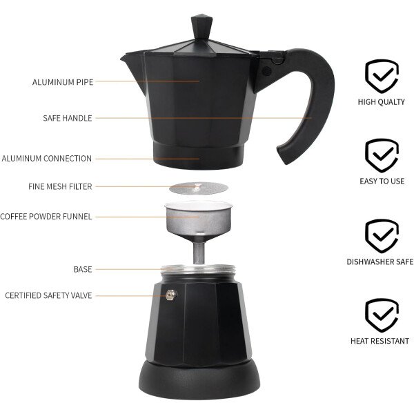 Cafetera cubana, cafetera eléctrica para café expreso de 6 o 3 tazas, cafeteras eléctricas modernas, olla eléctrica con base desmontable y protección contra sobrecalentamiento, regalo de café - Imagen 15