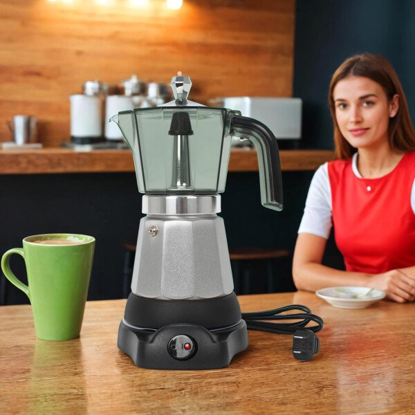 Cafetera cubana, cafetera eléctrica para café expreso de 6 o 3 tazas, cafeteras eléctricas modernas, olla eléctrica con base desmontable y protección contra sobrecalentamiento, regalo de café - Imagen 29