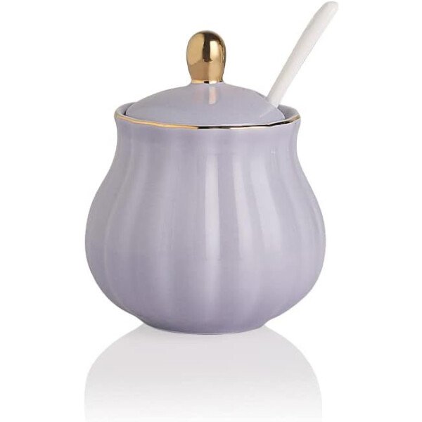 Sweejar Royal Ceramic - Juego de azúcar y crema de cerámica, juego de 3 piezas con jarra de crema, azucarero, juego de azúcar con tapa y cuchara, juego de servicio de café, regalo de boda (blanco) - Image 56