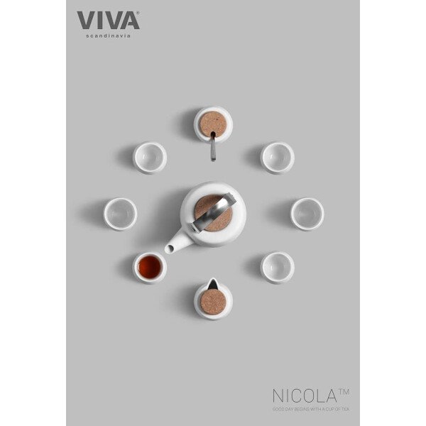 Viva Nicola - Juego de azúcar y crema de carbón, juego de servir de porcelana para café y té, jarra de crema y azucarero con tapa de corcho y cuchara de metal, 7 onzas / 6.8 fl oz de leche y azúcar - Imagen 12