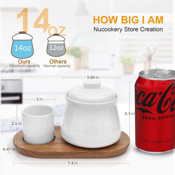 Nucookery Azucarero de porcelana con tapa y cucharas, contenedor grande de 14 onzas para barra de café, juego de azucareros de lujo con cucharas de acero inoxidable (blanco, cuchara dorada) - Imagen 13