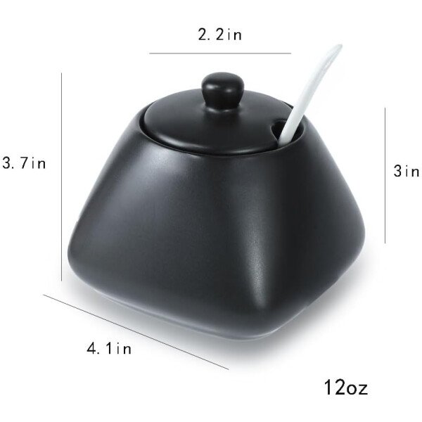Black Simple - Juego de café de cerámica, jarra de crema y azucarero - Imagen 3