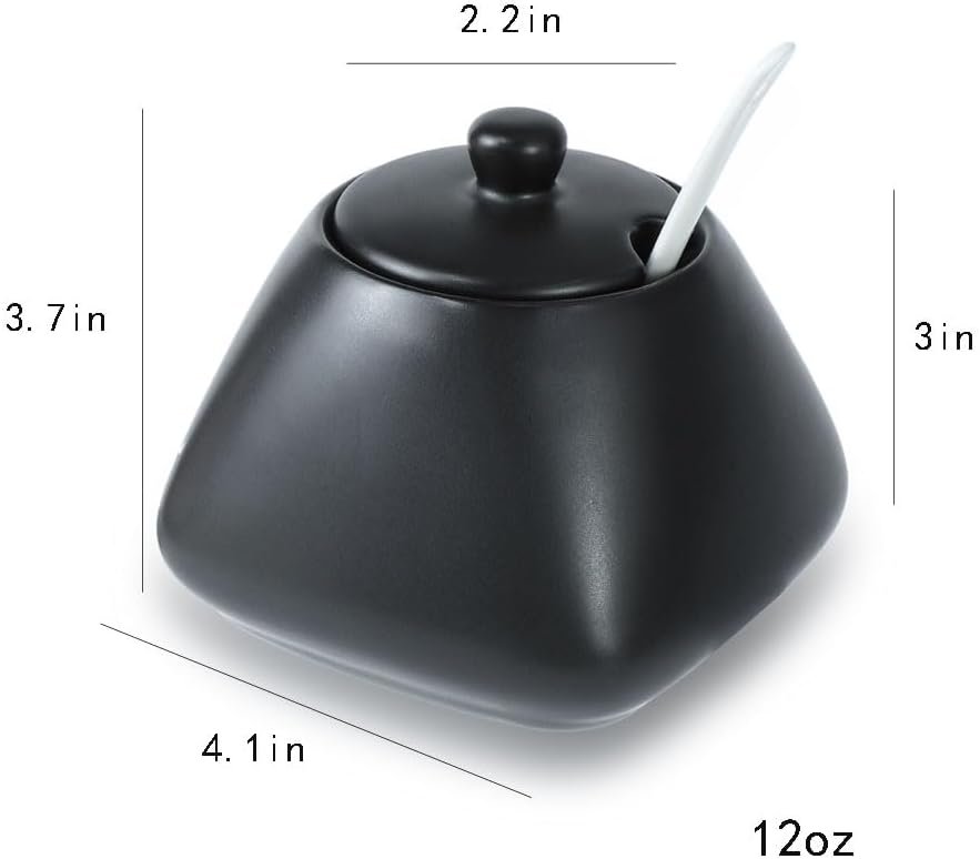 Black Simple - Juego de café de cerámica, jarra de crema y azucarero - Imagen 3