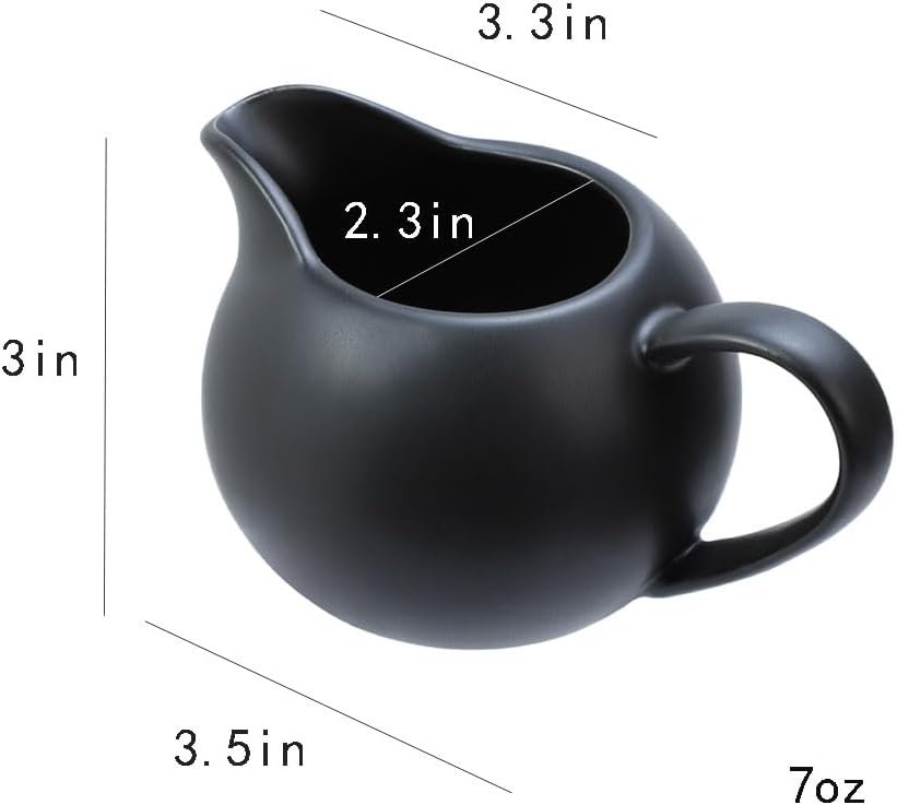 Black Simple - Juego de café de cerámica, jarra de crema y azucarero - Imagen 4