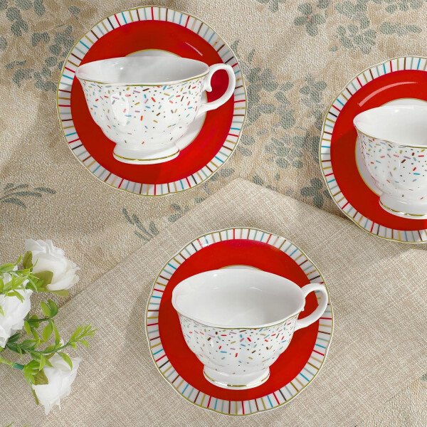 fanquare Juego de té de porcelana floral de vid dorada de 21 piezas con tazas de té de crema de azucarero, servicio de té de porcelana inglesa para mujeres, fiesta de té, reunión familiar, decoración - Image 17