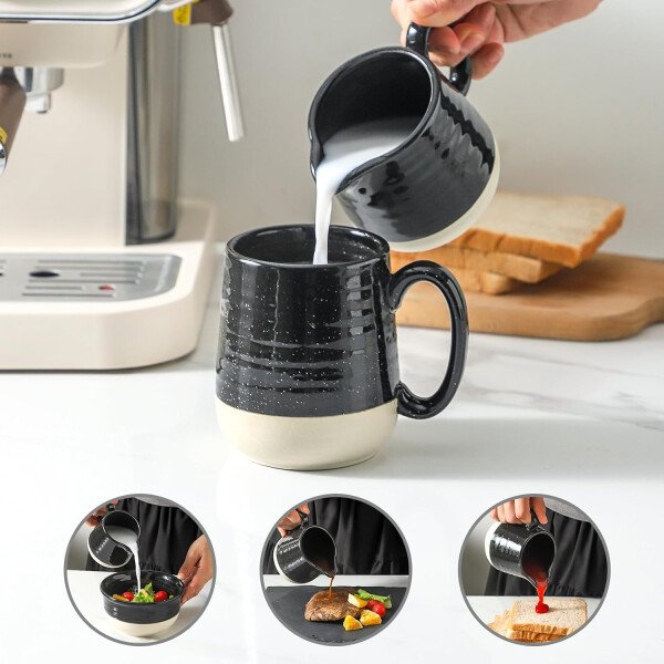 Hasense Juego de cerámica de azúcar y crema, juego de 3 piezas de café con jarra de crema, azucarero, tapa y cuchara, 10 onzas de azúcar y crema para barra de café, perfecto para regalo de boda - Image 11