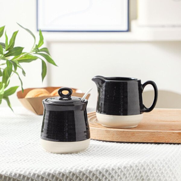 Hasense Juego de cerámica de azúcar y crema, juego de 3 piezas de café con jarra de crema, azucarero, tapa y cuchara, 10 onzas de azúcar y crema para barra de café, perfecto para regalo de boda - Image 14