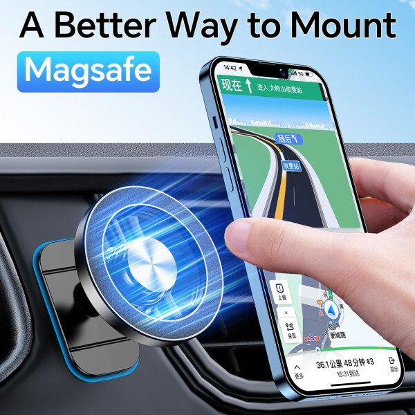 Kaistyle Soporte de coche Magsafe con 20 imanes fuertes: soporte magnético para teléfono de coche, soporte de montaje en tablero360°Soportes de teléfono celular para tu automóvil, accesorios para - Image 3