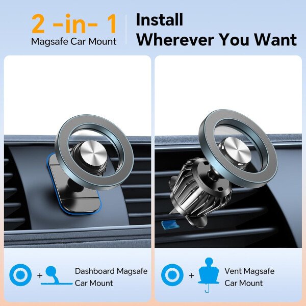 Kaistyle Soporte de coche Magsafe con 20 imanes fuertes: soporte magnético para teléfono de coche, soporte de montaje en tablero360°Soportes de teléfono celular para tu automóvil, accesorios para - Image 12