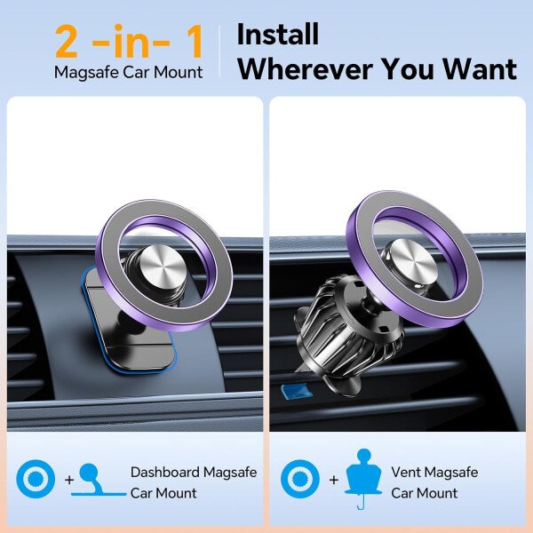 Kaistyle Soporte de coche Magsafe con 20 imanes fuertes: soporte magnético para teléfono de coche, soporte de montaje en tablero360°Soportes de teléfono celular para tu automóvil, accesorios para - Image 19