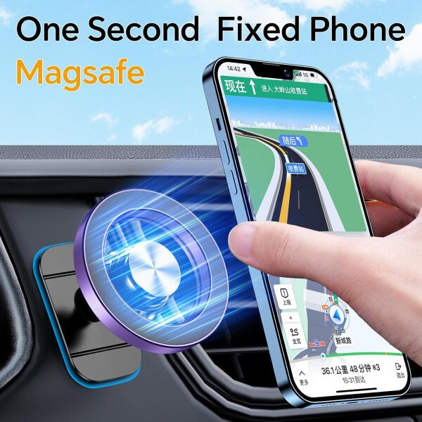 Kaistyle Soporte de coche Magsafe con 20 imanes fuertes: soporte magnético para teléfono de coche, soporte de montaje en tablero360°Soportes de teléfono celular para tu automóvil, accesorios para - Image 20