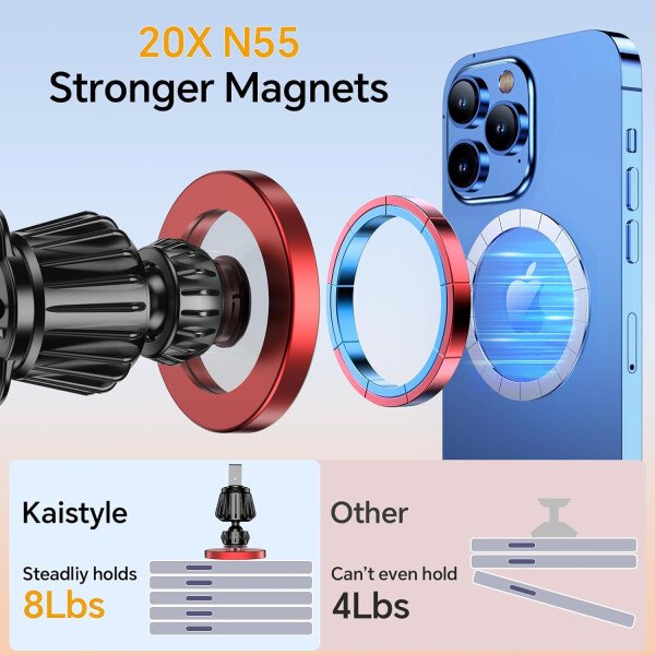 Kaistyle Soporte de coche Magsafe con 20 imanes fuertes: soporte magnético para teléfono de coche, soporte de montaje en tablero360°Soportes de teléfono celular para tu automóvil, accesorios para - Image 29