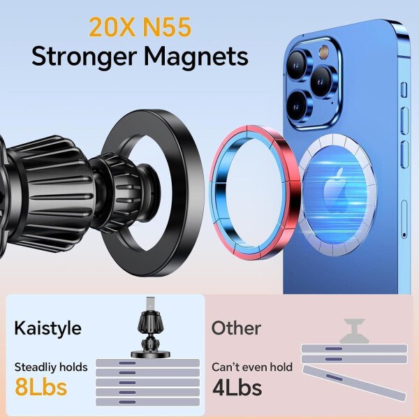 Kaistyle Soporte de coche Magsafe con 20 imanes fuertes: soporte magnético para teléfono de coche, soporte de montaje en tablero360°Soportes de teléfono celular para tu automóvil, accesorios para - Image 34