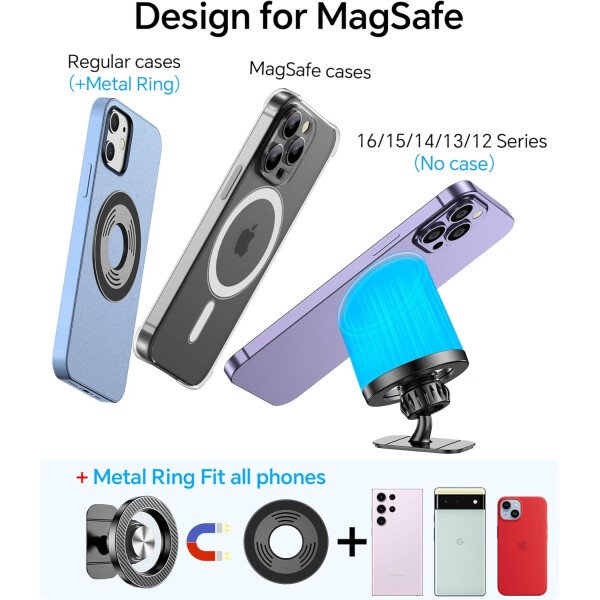Kaistyle Soporte de coche Magsafe con 20 imanes fuertes: soporte magnético para teléfono de coche, soporte de montaje en tablero360°Soportes de teléfono celular para tu automóvil, accesorios para - Image 36