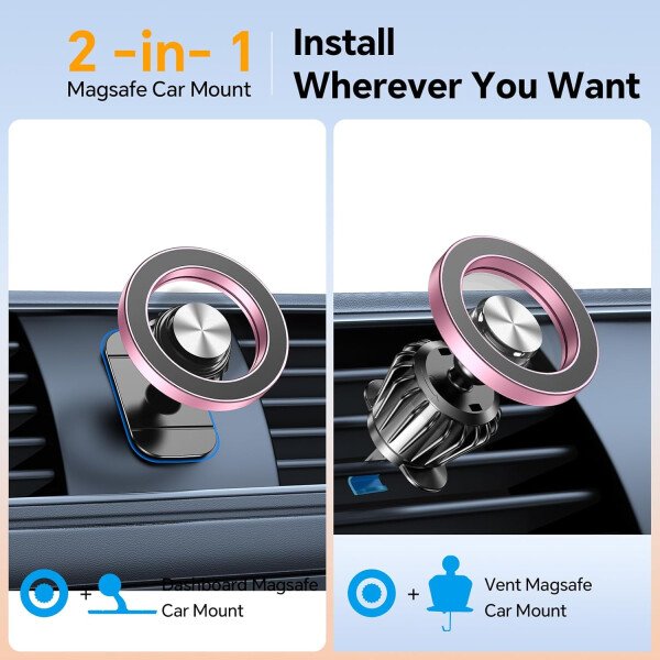 Kaistyle Soporte de coche Magsafe con 20 imanes fuertes: soporte magnético para teléfono de coche, soporte de montaje en tablero360°Soportes de teléfono celular para tu automóvil, accesorios para - Image 39