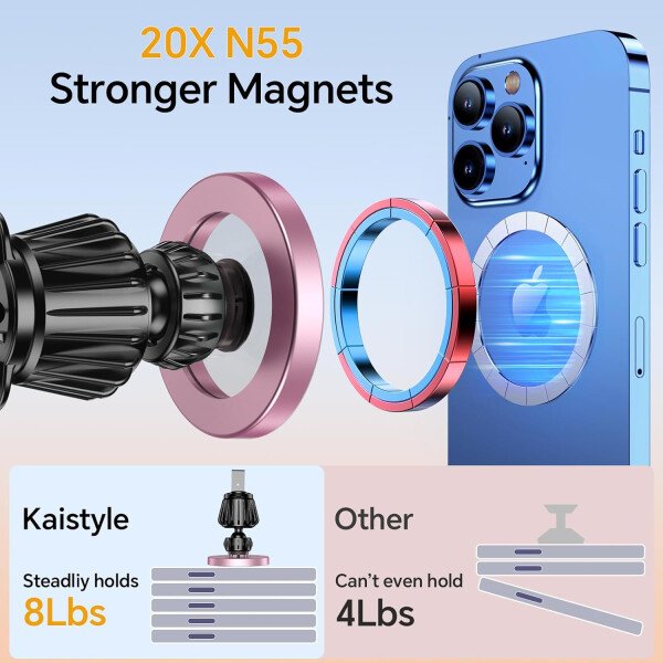 Kaistyle Soporte de coche Magsafe con 20 imanes fuertes: soporte magnético para teléfono de coche, soporte de montaje en tablero360°Soportes de teléfono celular para tu automóvil, accesorios para - Image 41