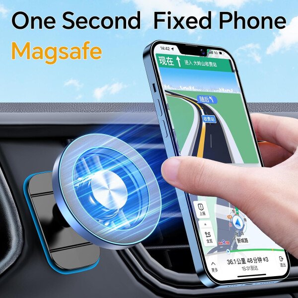 Kaistyle Soporte de coche Magsafe con 20 imanes fuertes: soporte magnético para teléfono de coche, soporte de montaje en tablero360°Soportes de teléfono celular para tu automóvil, accesorios para - Image 46