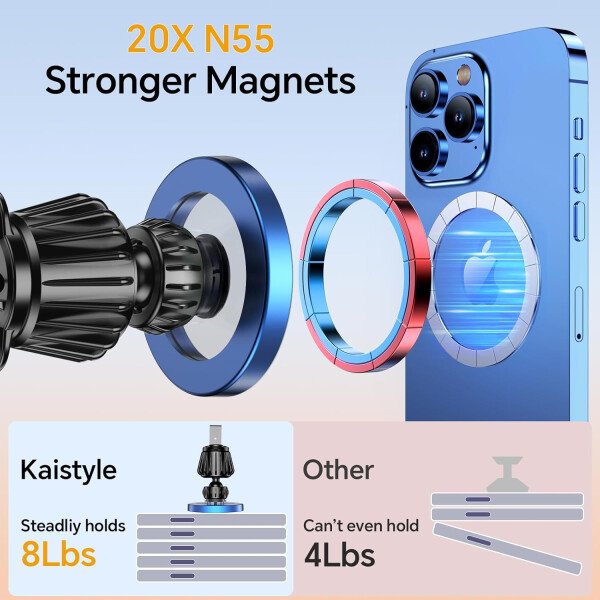 Kaistyle Soporte de coche Magsafe con 20 imanes fuertes: soporte magnético para teléfono de coche, soporte de montaje en tablero360°Soportes de teléfono celular para tu automóvil, accesorios para - Image 48