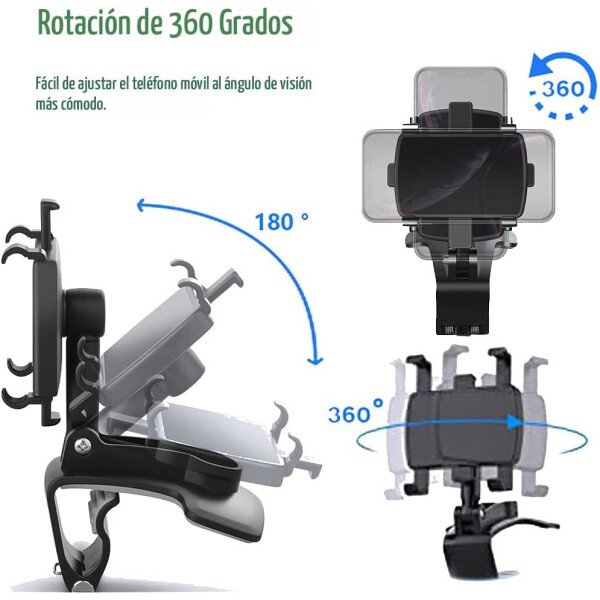 Soporte universal para teléfono de automóvil, rotación de 360 grados, soporte de teléfono para tablero de instrumentos [clip de actualización que nunca se caer], soporte de teléfono de - Image 3