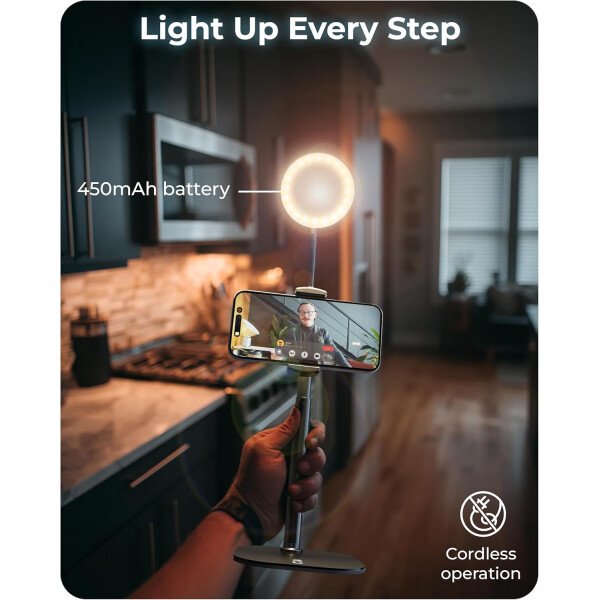 Soporte de teléfono con anillo de luz para escritorio, soporte de luz LED ChatStand Halo de escritorio y soporte para teléfono para grabación de video, llamadas, reuniones de zoom, transmisión de - Image 4