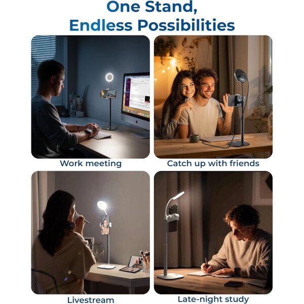 Soporte de teléfono con anillo de luz para escritorio, soporte de luz LED ChatStand Halo de escritorio y soporte para teléfono para grabación de video, llamadas, reuniones de zoom, transmisión de - Image 5