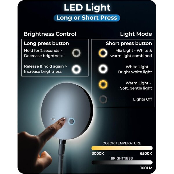 Soporte de teléfono con anillo de luz para escritorio, soporte de luz LED ChatStand Halo de escritorio y soporte para teléfono para grabación de video, llamadas, reuniones de zoom, transmisión de - Image 8