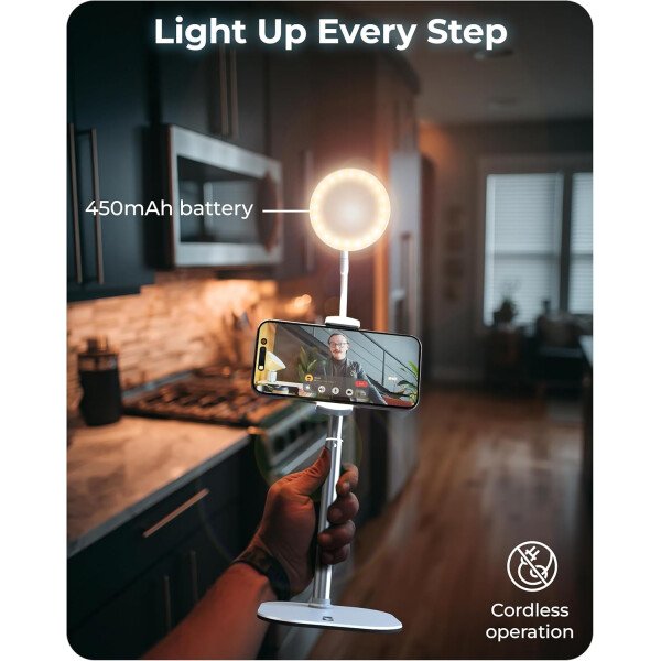 Soporte de teléfono con anillo de luz para escritorio, soporte de luz LED ChatStand Halo de escritorio y soporte para teléfono para grabación de video, llamadas, reuniones de zoom, transmisión de - Image 11