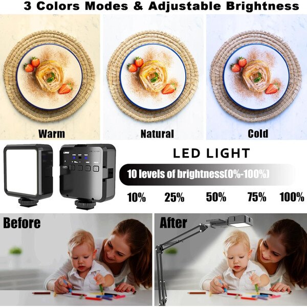 Soporte para teléfono celular, brazo articulado con luz LED, soporte flexible para transmisión en vivo, grabación de video, iluminación de pintura, cocina - Image 2