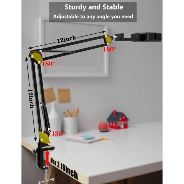 Soporte para teléfono celular, brazo articulado con luz LED, soporte flexible para transmisión en vivo, grabación de video, iluminación de pintura, cocina - Image 6