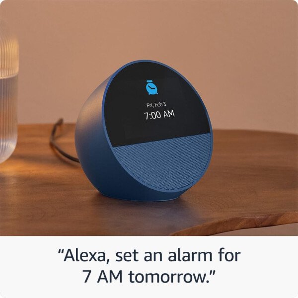 Amazon Echo Spot (modelo más reciente): ideal para mesitas de noche, oficinas y cocinas, incluye despertador inteligente con Alexa (negro) - Image 5